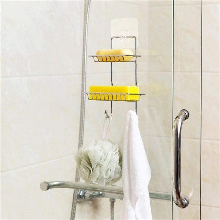 Stainless Hlau Soap Holder Nrog Hook